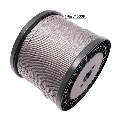 Beefy 1/8 Inch T316 Stainless Steel Deck Cable Railing Kit With 7x7 Aircraft Wire Rope And Cable Cutter, 1500 Ft Roll spool
