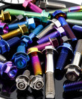 Colorful Titanium M6 Flanged Hex Bolts Set, 1.0mm Pitch, Assorted Lengths 5 To 80mm, Ti 6Al 4V Grade 5 Alloy, Allen Socket Head