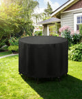 Outdoor Round Bar Height Table And Chair Cover 90 Inch Diameter By 43 Inch High Waterproof in garden setting, side view