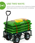 Beast Of A Heavy-Duty Garden Cart With Flatbed Conversion, 400Lb Capacity carrying garden soil bags with removable sides and long handle