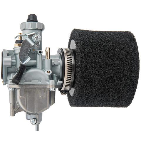 Carburetor With Air Filter Intake 26mm for 110cc 125cc 140cc dirt bikes, featuring a bolt-on intake design and foam filter.