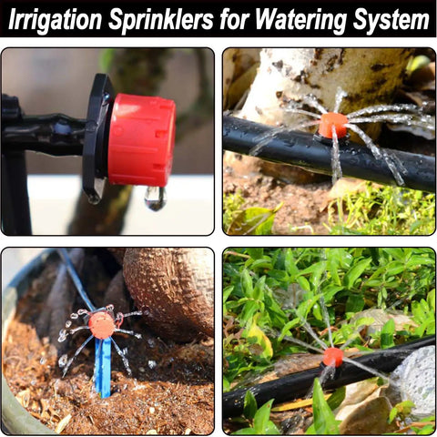 One Hundred Fifty Adjustable Micro Drip Irrigation Sprinklers One Quarter Inch Universal Eight Hole Flow Drippers watering plants