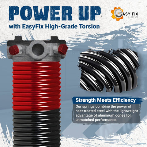 Right Side Garage Door Torsion Spring 225x2x27 High Carbon Electrophoretic Coated Spring with red and black coils