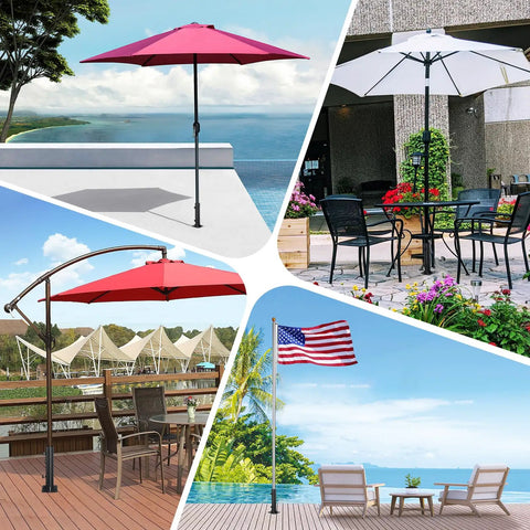Heavy Duty Patio Umbrella Base Mount For 1 To 1.8 Inch Poles, Outdoor Umbrella Stand And Pole Holder in various outdoor settings