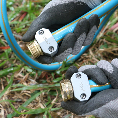 All Metal Garden Hose Repair Kit With Aluminum Mender Connectors And Zinc Clamps For Five Eighths And Three Quarters Inch Hoses