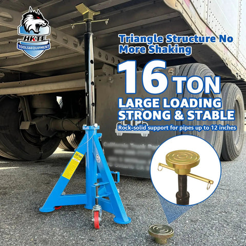 Beefy 16 Ton Heavy Duty Jack Stand With Wheels And Patented Handle Dual Interchangeable Tops For Trucks SUVs And Farm Vehicles Adjustable Height From 26 To 40.9 Inches 35,000 Lbs Capacity And Easy Mobile Setup