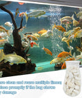 Uxcell Nylon Mesh Liquid Filter Sock Bag In White, 80 Micron Precision For Aquarium & Industrial Coolant Filtration, Durable Heavy Duty Design Measuring Four Point Zero Nine By Five Point Nine One Inches For Reliable Water Cleaning displayed in an aquarium with colorful fish.
