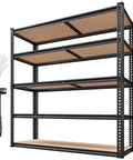 40 Inch Wide Heavy Duty Garage Shelving System With 2500 Pound Capacity Thickened Steel Posts Five Shelf Support Bars Durable Wood Boards Perfect Basement Organization For Tools Parts And Gear, front view