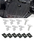 Built Tough Engine Splash Shield Skid Plate Screws And Lower Cover Pin Bolts With Heavy Duty Auto Clips, 14-piece set shown.