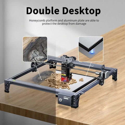 Front view of Creality honeycomb laser bed table 320x320mm on steel frame for laser cutter/engraver