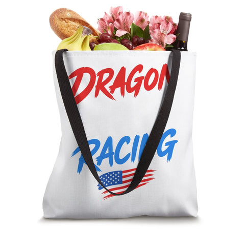 Dragon Boat Racing Tote Bag For Paddlers And Crews, Durable 16x16 carryall filled with groceries, showcasing front design.