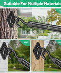 2 Pack M8 Hook and Hook Turnbuckle 304 Stainless Steel Heavy Duty Wire Rope Tensioner attached to tree, wall, and wood surfaces