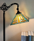 Tiffany Style Reading Floor Lamp With Stained Glass Shade Gooseneck Tall Standing Lamp For Living Room Bedroom And Home Office Lighting