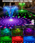 All Day Sun Powered Floating Pool Fountain Kit With Light Show Two Pack Upgraded 2026 Large Solar Fountains with colorful light display
