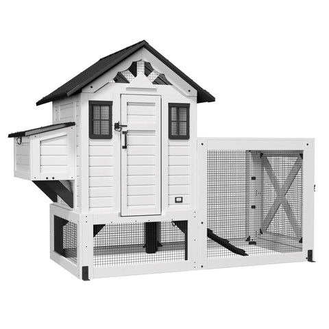 Sweetwater Cedar Chicken Coop For 4 To 6 Chickens With Run Nesting Box Automatic Door Roosting Bars Galvanized Steel Roof Wire Mesh