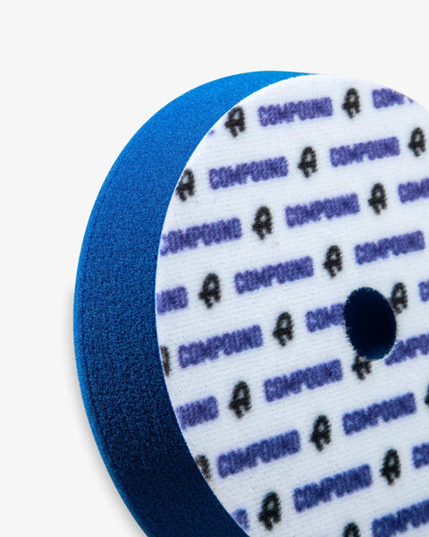 2 Inch Blue Compound Pad For Polishing And Paint Correction With Thick Closed Cell Foam, angled view of back pattern