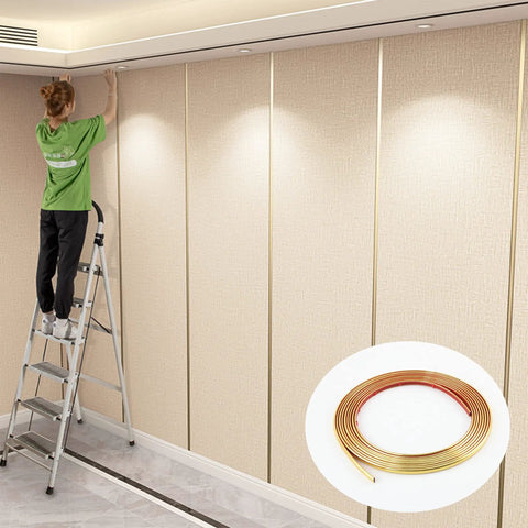 32.8Ft Peel And Stick Molding Trim For Mirror, Wall, Ceiling, Floor, Cabinet And Tile Edges being installed on wall