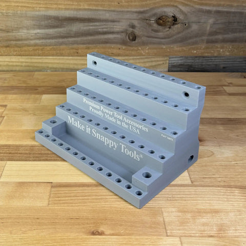 Heavy Duty Benchtop Or Wall Mount Bit Organizer For One Quarter Inch Hex Shank Bits And More, grey PLA plastic, Made In The USA