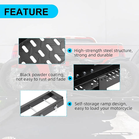 Beefy 600 Lbs Steel Motorcycle Carrier Hauler With Anti Tilt Lock Hitch Mount Rack And Ramp For Dirt Bikes And Scooters