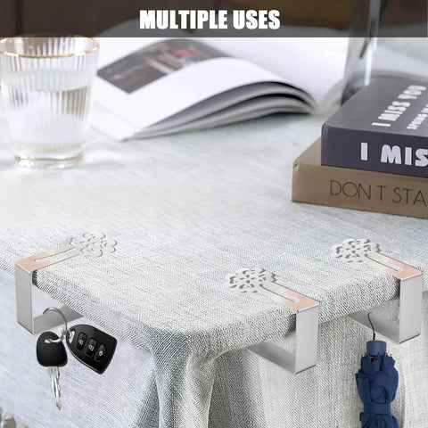 Heavy Duty Tablecloth Clips For Outdoor Tables 10 Pack Windproof Stainless Steel Clips Clamp Set on table corner with books