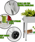 Raised Garden Bed Outdoor Planter Box On Wheels With Sturdy Legs For Vegetables Flowers Tomatoes And Herbs Patio Backyard Heavy Duty 400 Lbs Rustproof Powder Coated Steel Easily Movable Space Saving Garden System with storage and handlebar