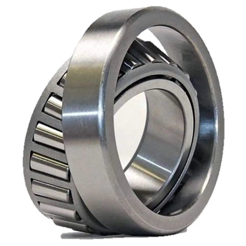 Close-up of tapered roller bearings from Trailer Hub Rebuild Kit For One And One Quarter Inch And One And Three Quarter Inch Axles 5200 To 7000 Lbs Capacity Beefy Bearings 25580 25520 And Greaseable Bearing Protectors LM67048 LM67010 Built For Cargo Utility RV Pop Up