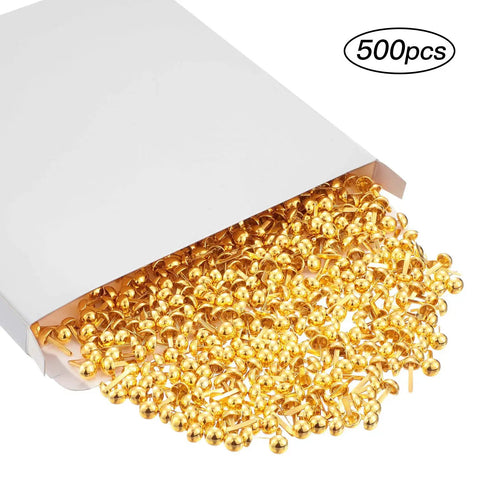 Bulk 500 Pcs Metal Brads For Paper Crafts And DIY Projects Golden Round Paper Fasteners For Scrapbooks Cards Photos Folders And Art Projects Self Piercing Brass Fasteners 0.3 x 0.6 Inch in a box
