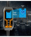 No Sweat Portable Ev Charger Type 2 32A 7KW With Smart Wifi App Control interface showing charging status and settings.