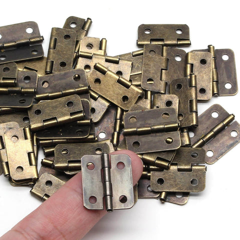 Mini 18x15mm Hinges Set For Wooden Jewelry Boxes And Cabinets With 50 Hinges And 200 Screws For DIY Crafts Retro Vintage Look Durable Iron Construction 180 Degree Opening