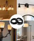 Grab This 4 Pack Lamp Shade Retaining Rings For Your Home Glow Up, Fits E26 Threaded Holders Perfectly with black plastic rings displayed.