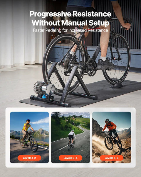 Foldable Fluid Bicycle Trainer Stand For Dope Indoor Rides With Progressive Resistance And Quiet Low Noise Operation Fits 26-29 Inch