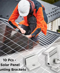 10 Pack Adjustable 35-50mm Solar Panel End Clamp Mounting Brackets In Anodized Aluminum Z Bracket Kit for roof install