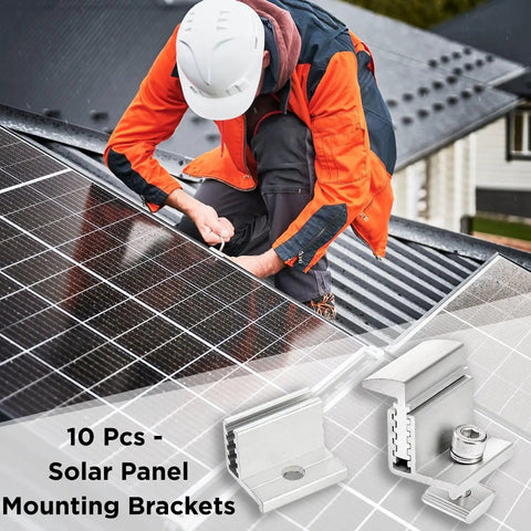 10 Pack Adjustable 35-50mm Solar Panel End Clamp Mounting Brackets In Anodized Aluminum Z Bracket Kit for roof install