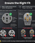 Ensure proper connection with NEMA 14-50R outlet and NEMA 14-50P plug instructions for the extension cord.