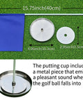 Metal Putting Cup With Flag For Golf Training Hole, Durable Steel Cup Kit for Indoor Outdoor Practice, includes flat bottom and mirror