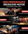 Cordless Angle Grinder With 18V Battery Compatibility, 3-Variable Speed Brushless Motor Up To 8500 RPM grinding metal