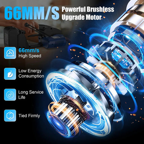 Heavy Duty Electric Strapping Tool With Dual Swappable 5000 Mah Batteries And Rapid Charge Support For Packaging 0.51 To 0.63 Inch Pp Pet Straps showing its powerful brushless motor.