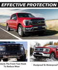 Vehicle showcasing Tow Hook Covers For Ford F150 2004 Through 2026 Bronco Base Big Bend Outer Banks 2021 Through 2026 And Toyota Tundra 2017 Through 2021 Compatible Accessories Red.