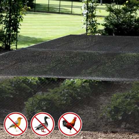 39 By 10 Foot Mosquito Netting For Garden And Patio installed over plants as bird and bug guard, breathable polyester cover setup