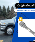 Coolant Level Sensor For Ram 2500 3500 4500 5500 6.7L Direct Fit Replacement Fits 2013 2014 2015 2016 2017 2018 Heavy Duty Trucks OE 68354536AA OEM coolant sensor shown with Ram truck image