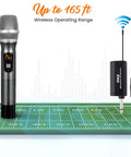 UHF Wireless Microphone System Kit Portable Pro Battery Operated Handheld Dynamic Cordless Transmitter Set With USB Receiver