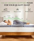Comfy Tri Fold 4 Inch Mattress Topper Medium Firm Portable Foldable Bed Topper With Washable Cover And Non Slip Base on a bed