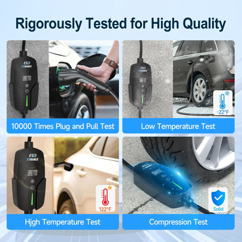Beefy 40 Amp Level 2 EV Charger With 9.6 KW Fast Charging Portable 25 Foot Cable NEMA 14 50 Plug testing durability