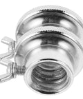 Close-up of silver Two Pack Dumbbell Lock Clamps Screw Collars with anti-slip grip for weight lifting, heavy duty steel