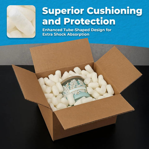 Eco Friendly Packing Peanuts For Shipping 1 Cu Ft Bio Tubes Recycled Compostable And Biodegradable Void Filler Dust Free Cushioning For Packaging Non Styrofoam Abrasion Resistant Shipping Protection