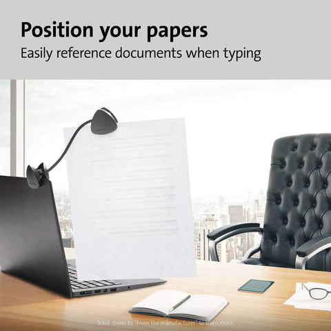 Document Holder For Typing On Laptops And Monitors With Flexible Gooseneck Copyholder Clip On Typing Stand on desk