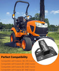 Kubota BX series tractor with Beefy 2 Inch Rear Receiver Hitch Plate For BX Series Subcompact Tractors Fits BX23S BX2380 BX2680 BX1880 And Other Compatible Models Tow Ready Heavy Duty 2 Inch Receiver Plate shown inset.