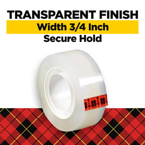 Crystal Clear Office Tape That Sticks Like A Pro, Three Quarters Inch Wide By One Thousand Inches Per Roll, One Inch Core