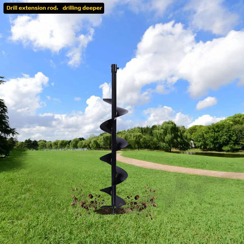 4 Inch Post Hole Digger Auger Bit Replacement With Three Quarter Inch Shaft Heavy Duty Spiral Blade in grassy field