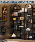 Arched Triple Column 63 Inch Wide 5 Tier Bookshelf With Open Shelves Dope Industrial Style Large Display Shelf and Sturdy X Back